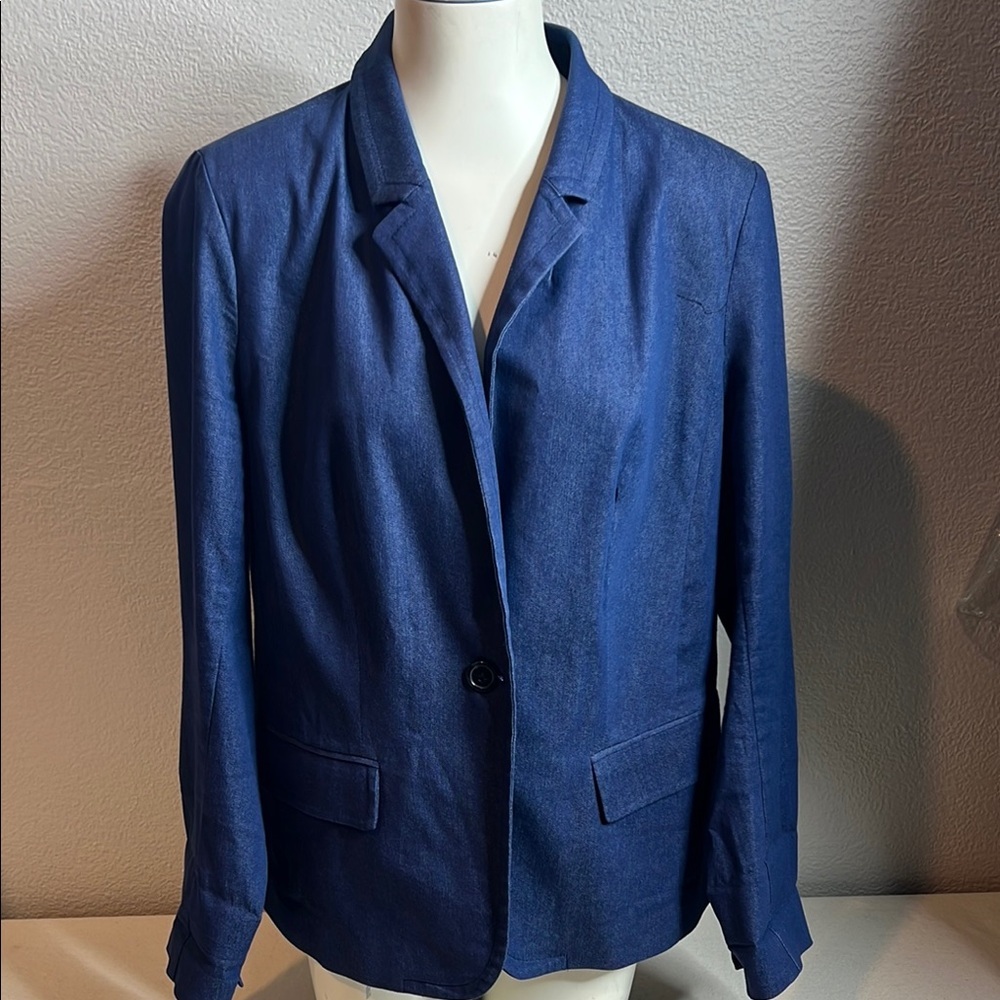 🛍️ 4 for $25 Lane Bryant Blue One-Button Blazer Jacket Size 14